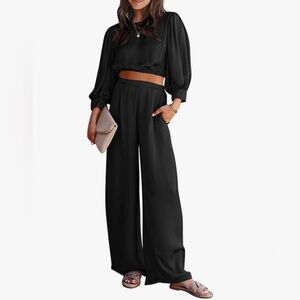 Black Two-Piece Silk Set